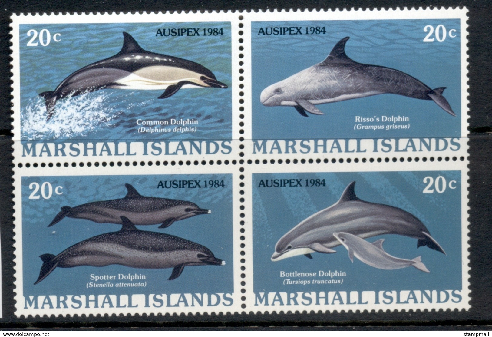 Marshall Is 1984 Ausipex Dolphin Blk4 Muh - Marshall Islands