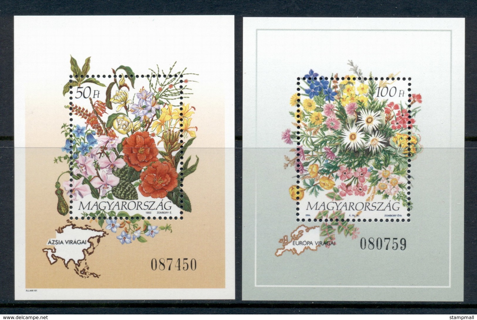 Hungary 1993-94 Flowers 2x MS MUH - Unused Stamps