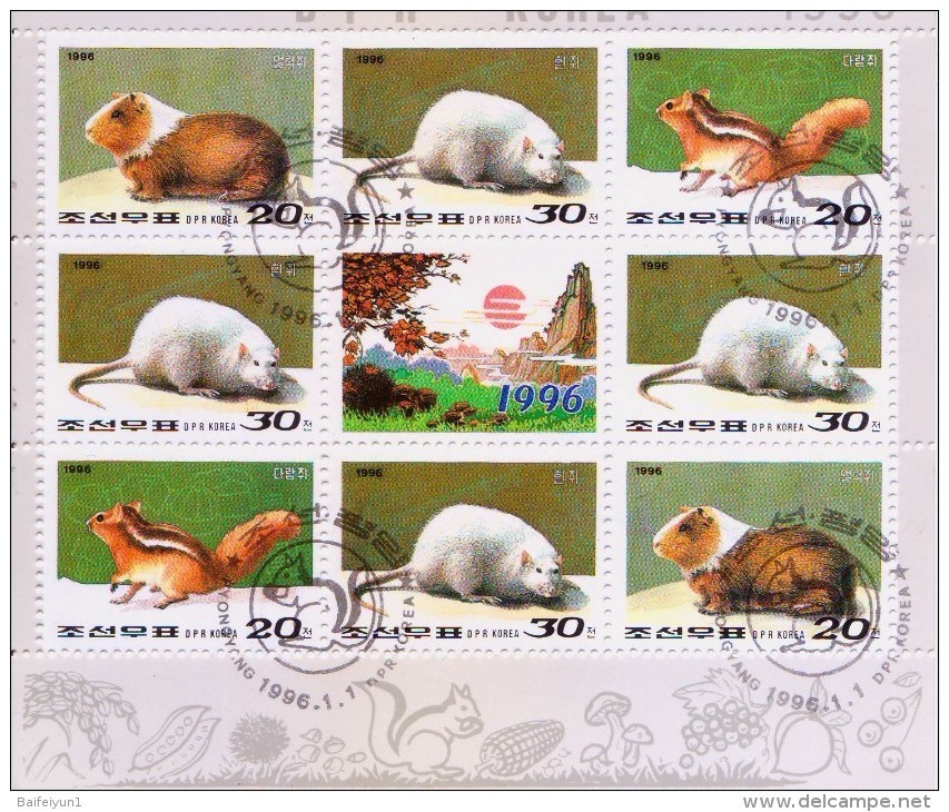 1996 North Korea Stamps Animal Sheet CTO - Corée Du Nord