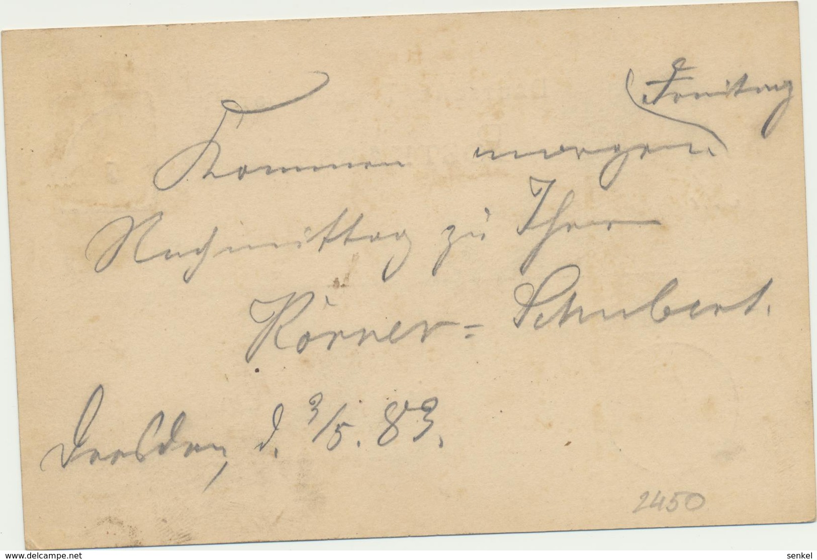 62-943 Deutschland Germany Postal Stationery 1883 - Sonstige & Ohne Zuordnung