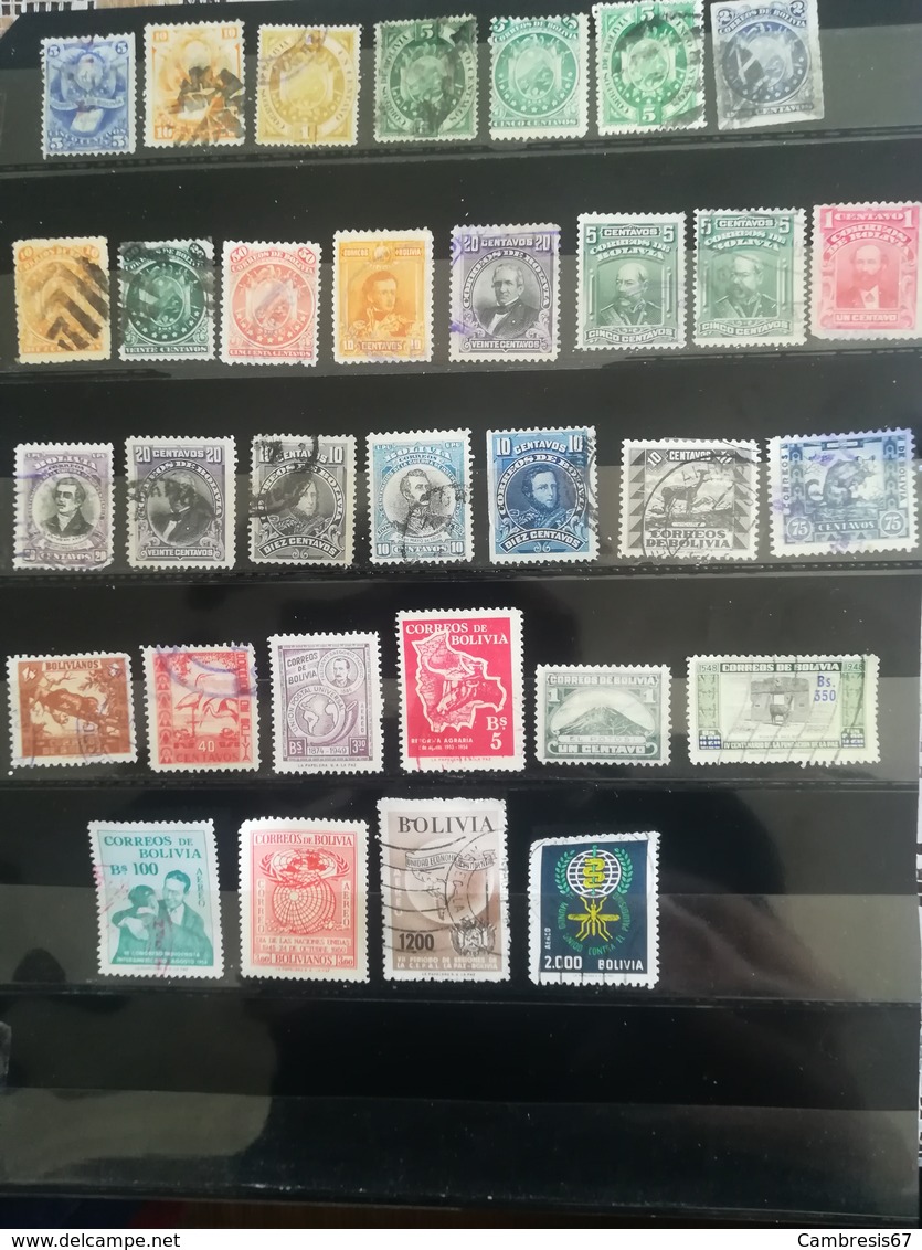 Lot De Timbres Bolivie Anciens - Collections (with Albums)