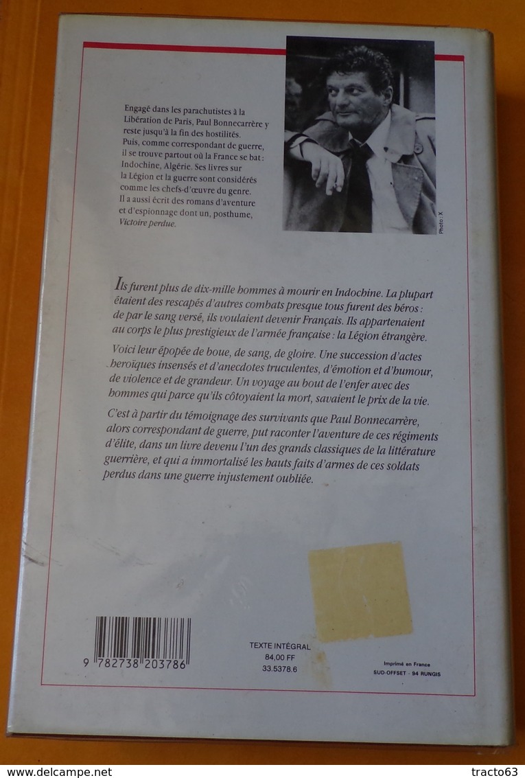 LIVRE : PAR LE SANG VERSE LA LEGION ETRANGERE EN INDOCHINE DE PAUL BONNECARRERE EDITION AUBIN IMPRIMEUR POITIERS DE 1991 - Français