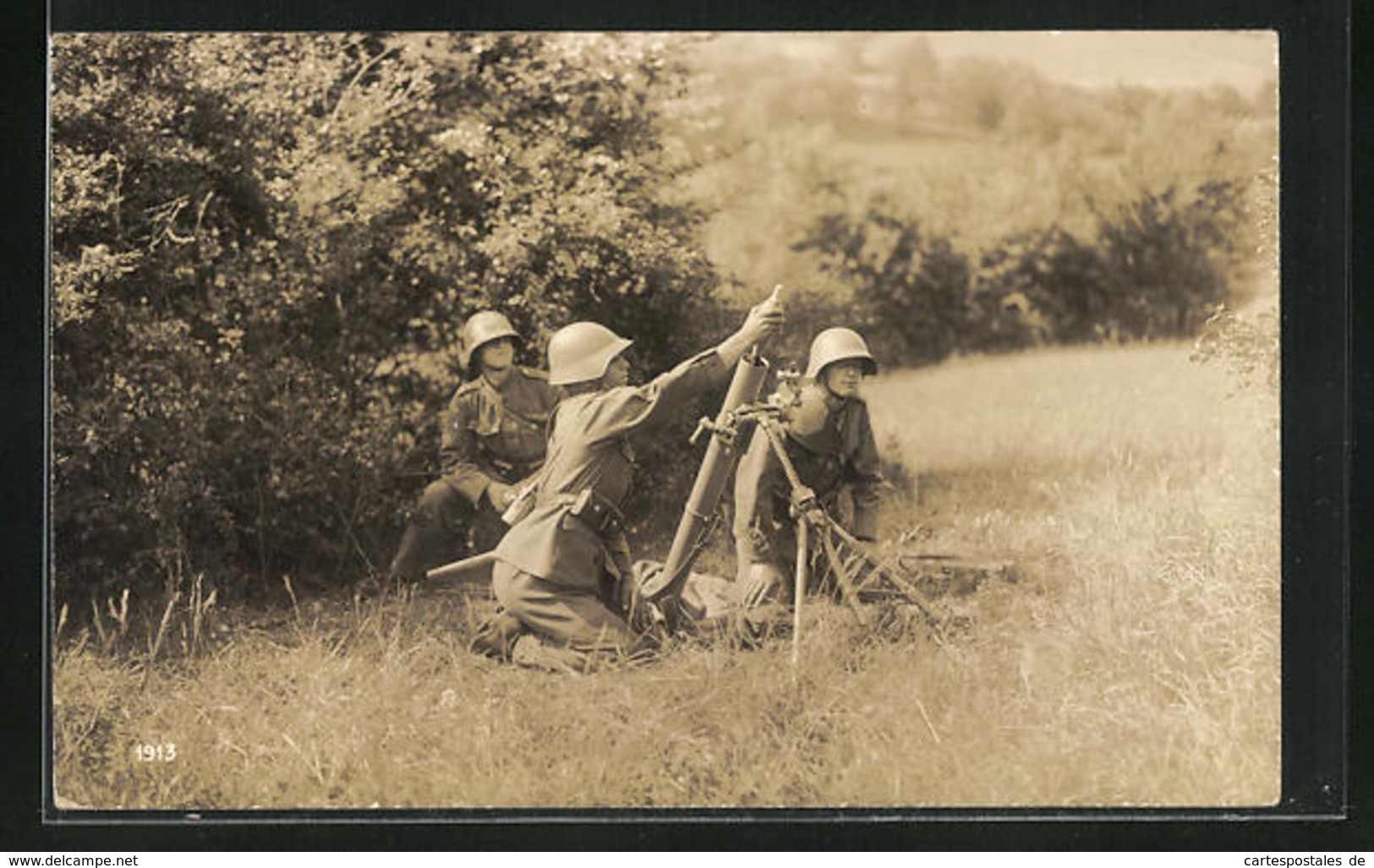 Foto-AK Schweizer Infanterie Mit Leichtem Mörser - Autres & Non Classés