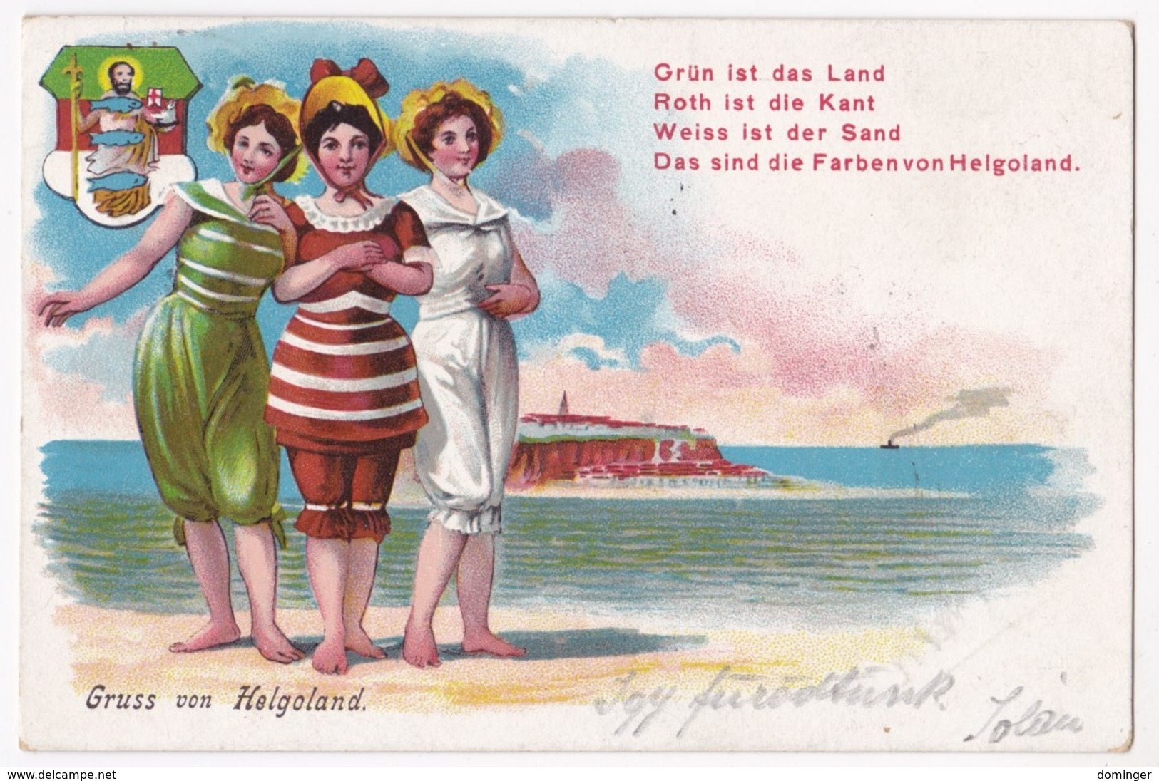 Alte Litho AK Helgoland - Helgoland