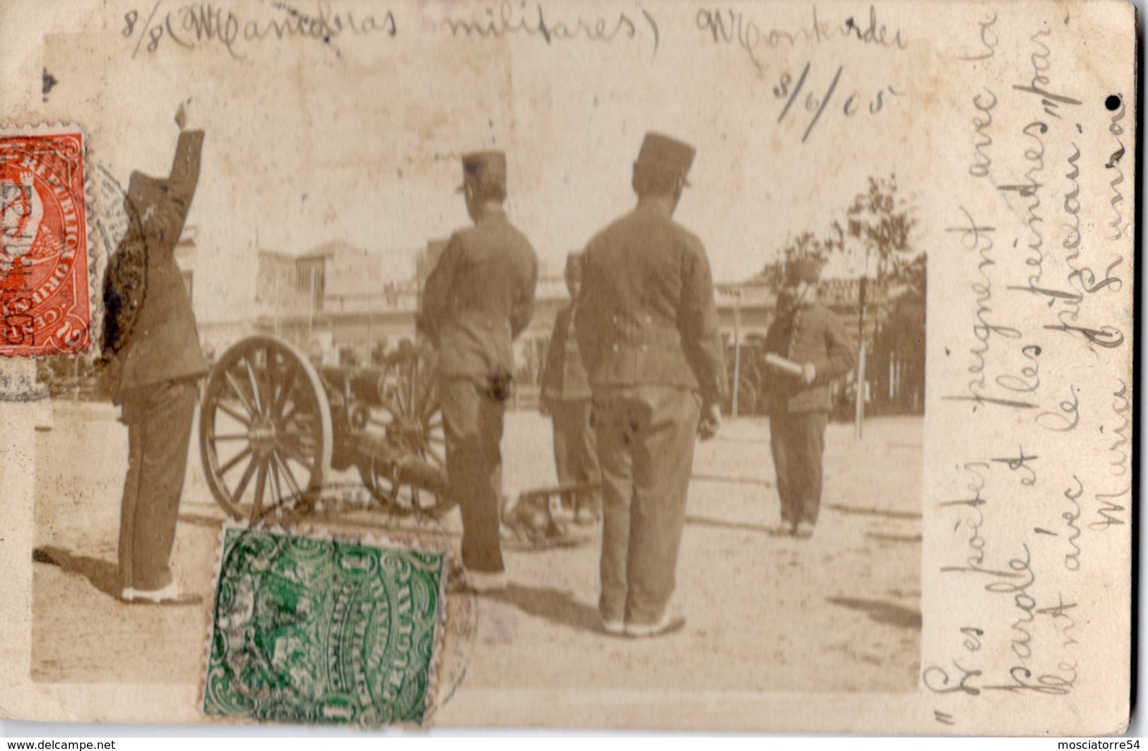 MILITARI NV VIAGG 1905 - VIAGG  DA MONTEVIDEO A ROMA - TIMBRI DI INTERESSE - Uruguay