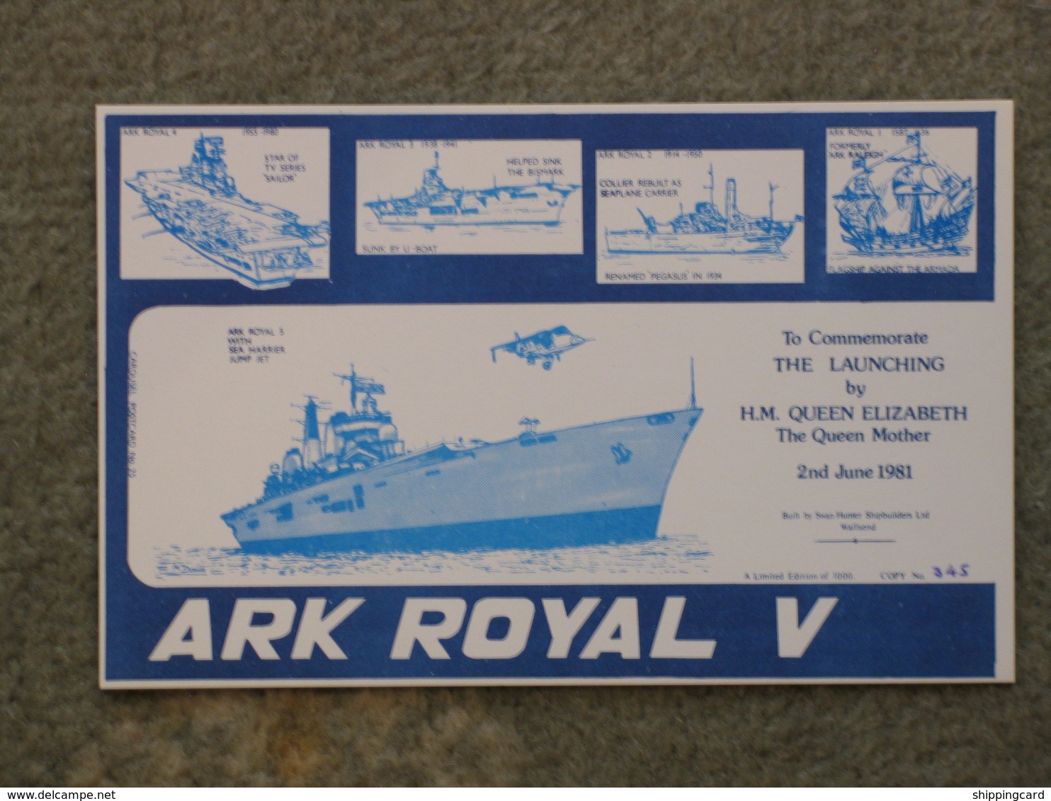 HMS ARK ROYAL V LAUNCH 1981 - LIMITED EDITION - Warships