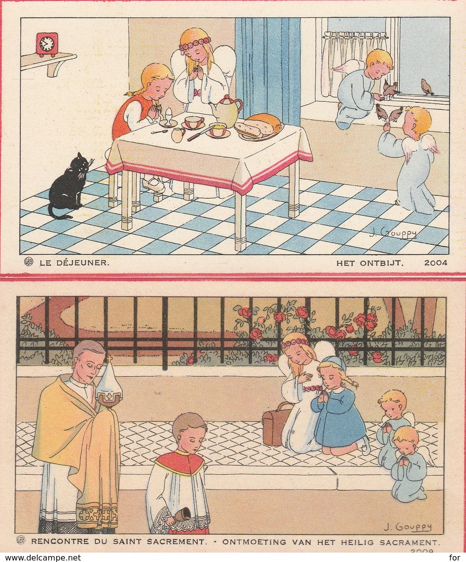 Images Religieuses : Illustrateur - J. GOUPPY : Format 11cm X 6,5cm  ( Lot De 2 Images ) - Santini