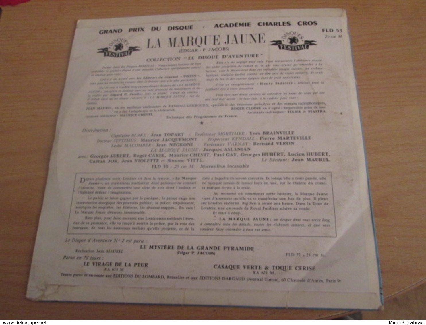 CAGI1 Le Disque D'Aventure FLD53 VYNIL 33T 25 Cm LA MARQUE JAUNE BLAKE ET MORTIMER Très Bon état Général Cf Photos - Disques & CD