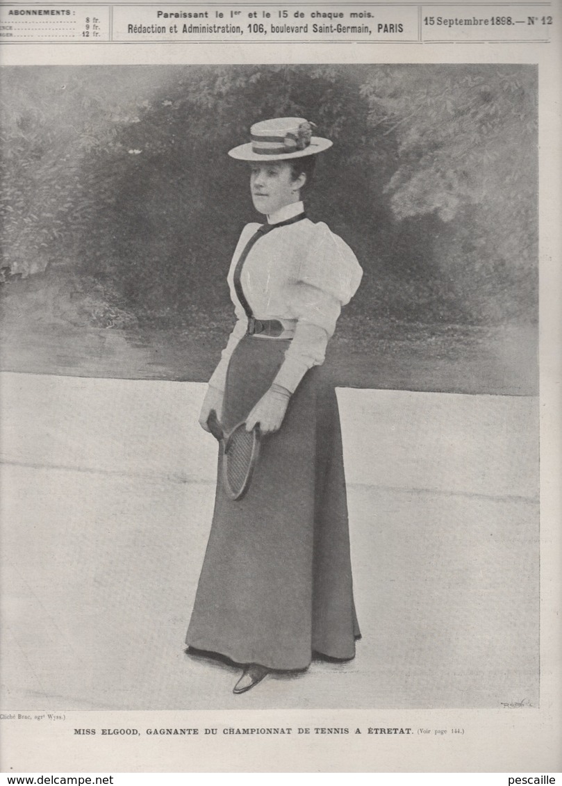 VIE AU GRAND AIR - 15 09 1898 TENNIS ETRETAT - NATATION SEINE PARIS - DRESSAGE CHIEN DE CHASSE - CYCLISME INTER-MAGASINS - Revistas - Antes 1900