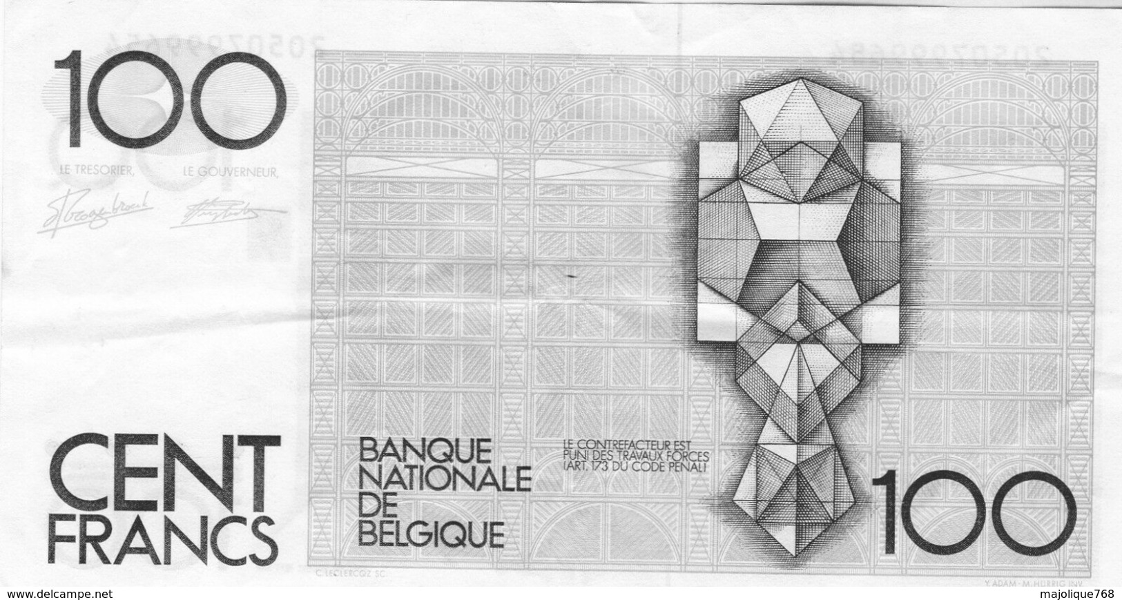 Billet De Belgique, 100 Francs Type Hendrik Beyaert , Non Daté (1982-94) - - 100 Franchi