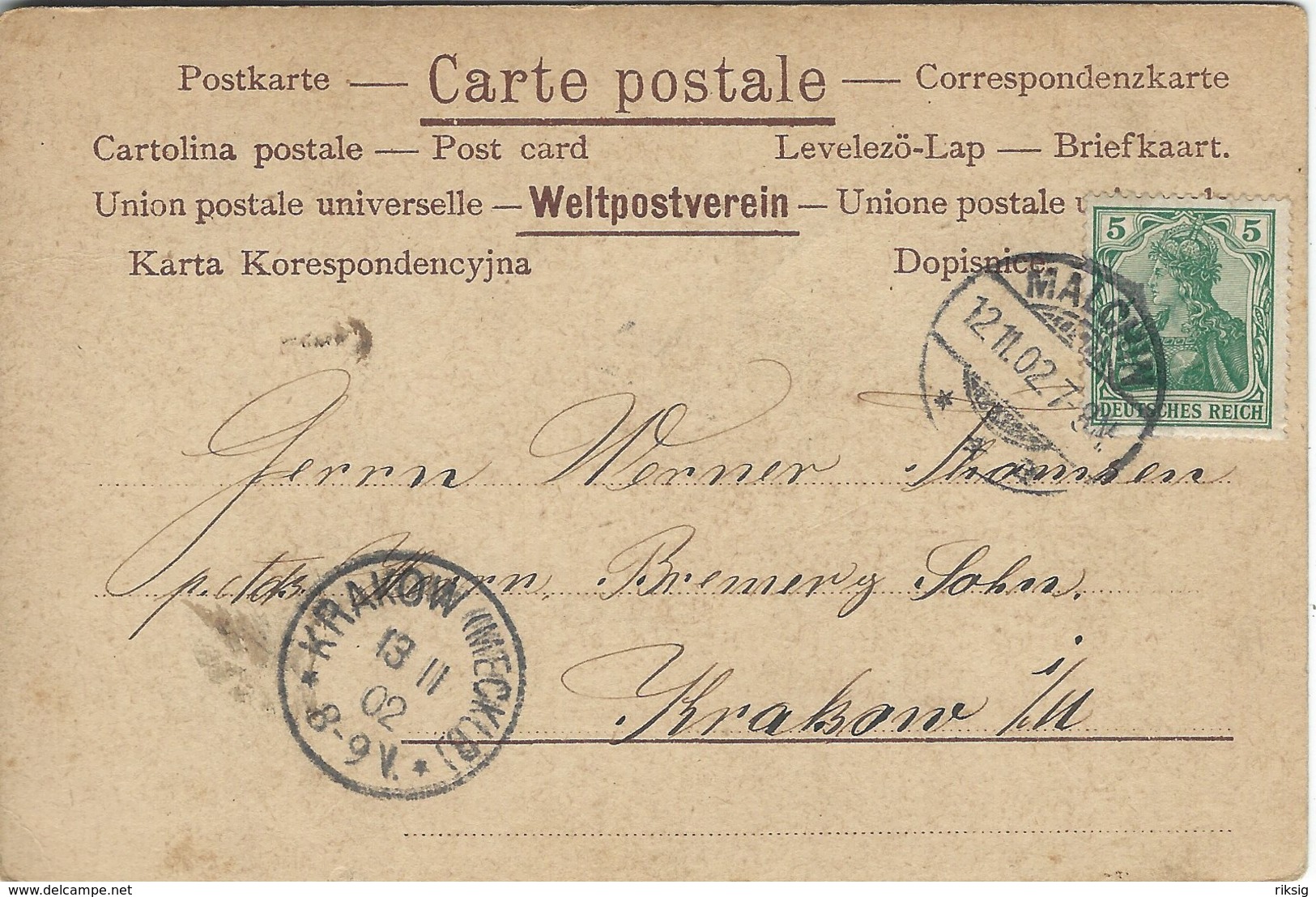 Carte Postale. Malchin To Krakow . Used 1902.  S-4740 - Sonstige & Ohne Zuordnung