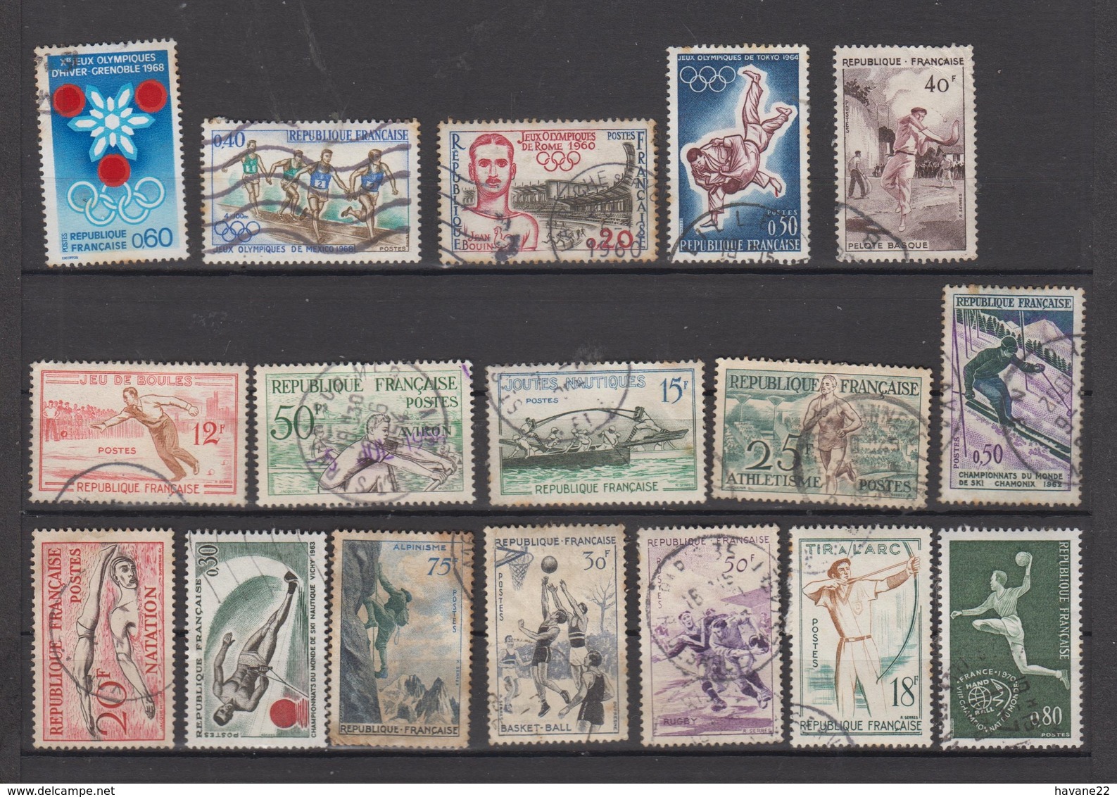 9AL935 Lot 17 Timbres J O ET SPORT Oblitérés Traces Charnieres - Gebraucht