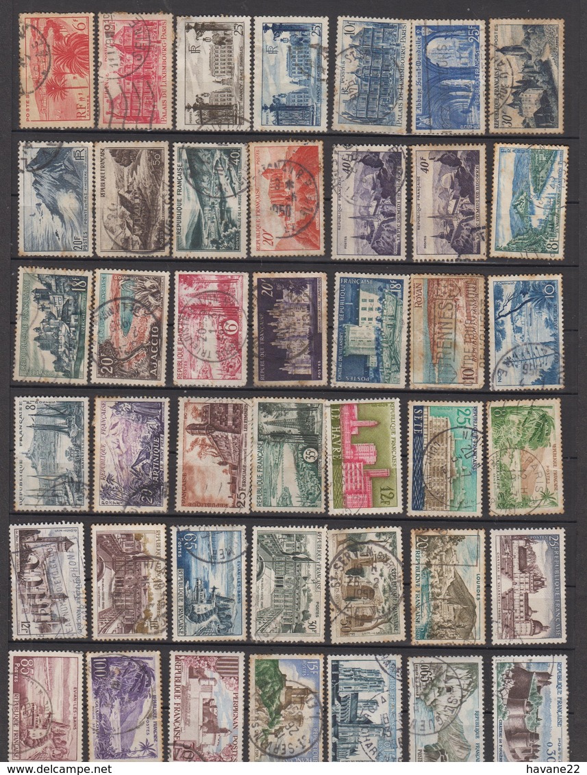 9AL937 Lot 112 Timbres MONUMENTS LIEUX Oblitérés Traces Charnieres 4 SCANS - Usati