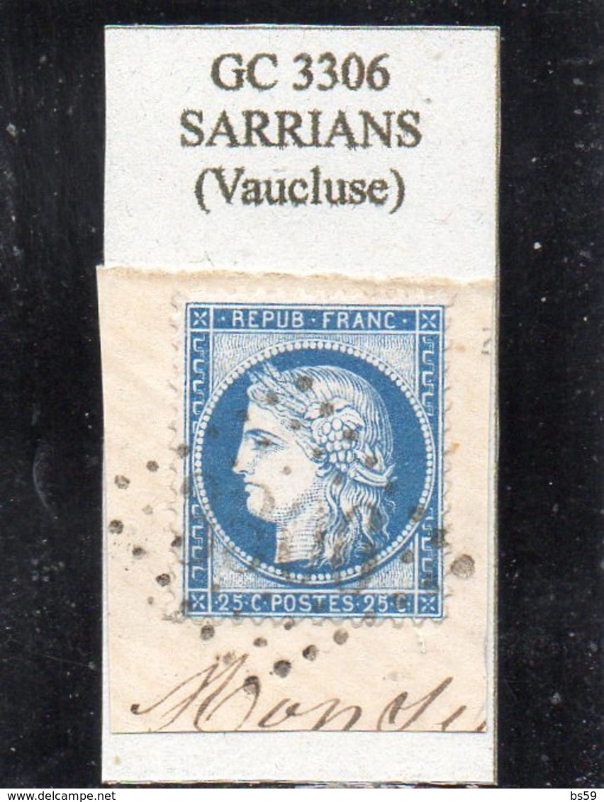 Vaucluse - N° 60A Obl GC 3306 Sarrians - 1871-1875 Cérès