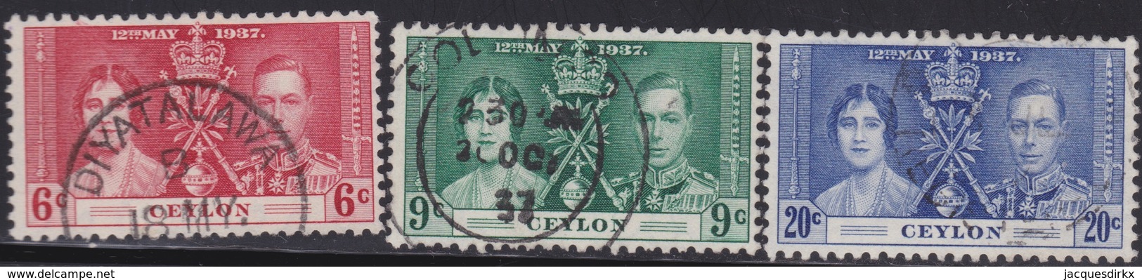 Ceylon    .   SG  .     383/385       .       O     .   Cancelled        .   /    .  Gebruikt - Ceylon (...-1947)