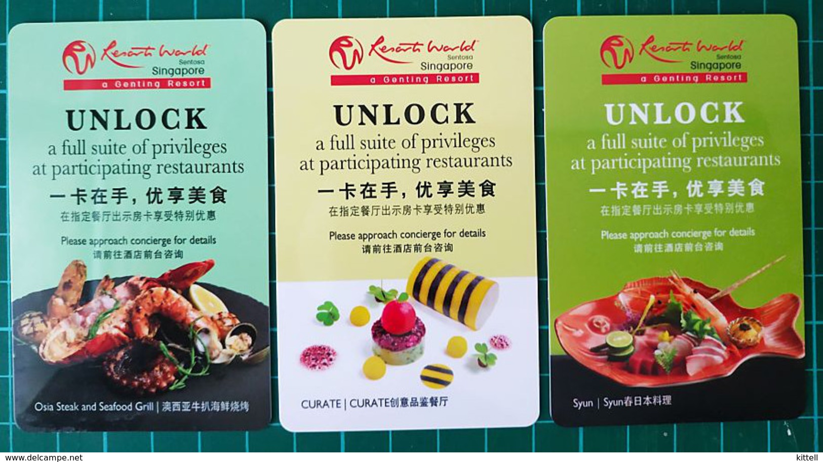 Resorts World Singapore Hotel Keycard (3 Cards) - Cartes D'hotel