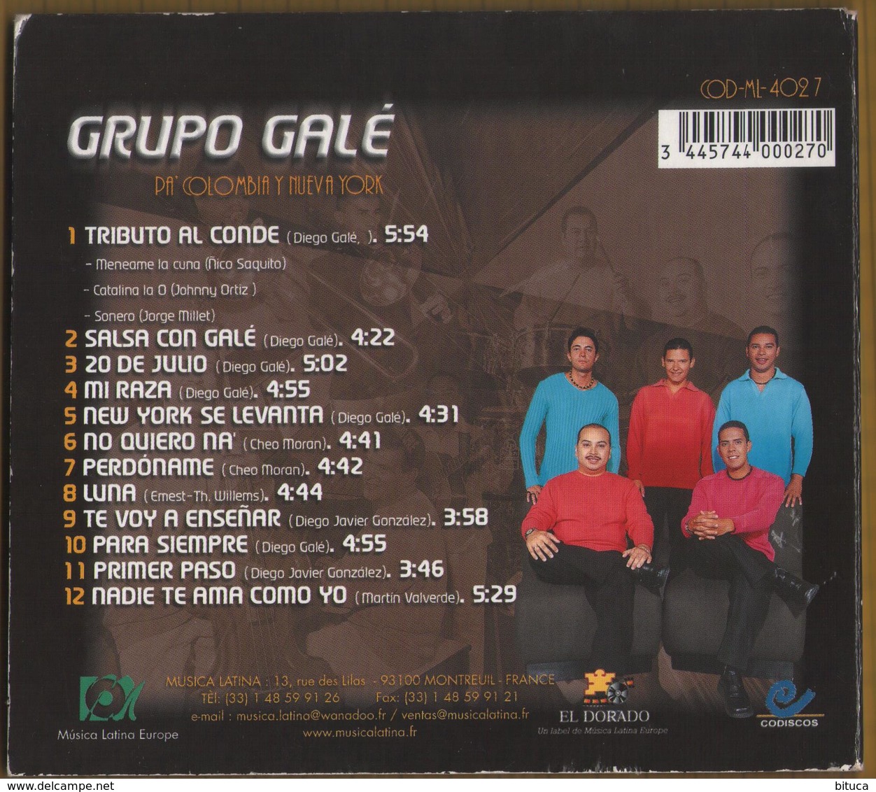 CD 12 TITRES GRUPO GALE PA COLOMBIA Y NUEVA YORK  BON ETAT & RARE - Música Del Mundo