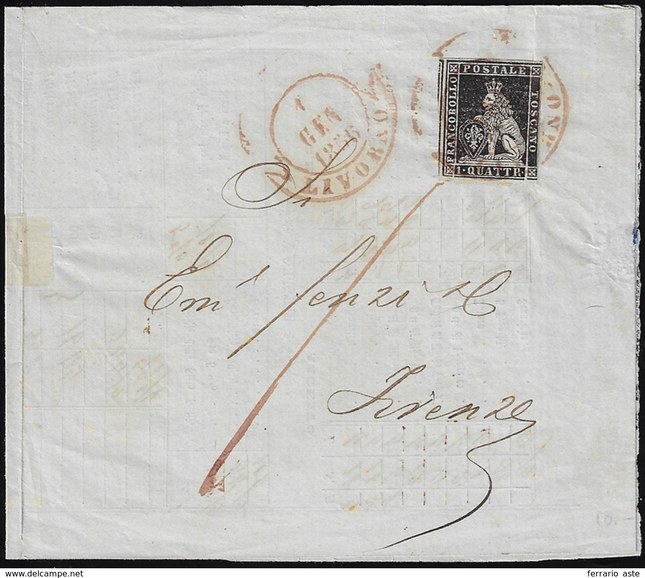 1856 - 1 Quattrino Nero Su Grigio (1), Tre Ottimi Margini, Intaccato A Destra, Isolato Su Listino De... - Toskana