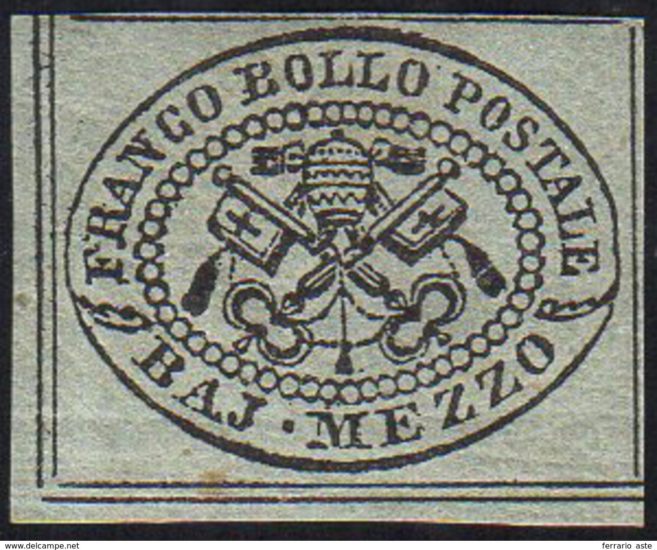 1852 - 1/2 Baj Grigio (1), Un Tempo Chiamato "ferro", Gomma Originale, Perfetto E Ben Marginato. A.D... - Kirchenstaaten