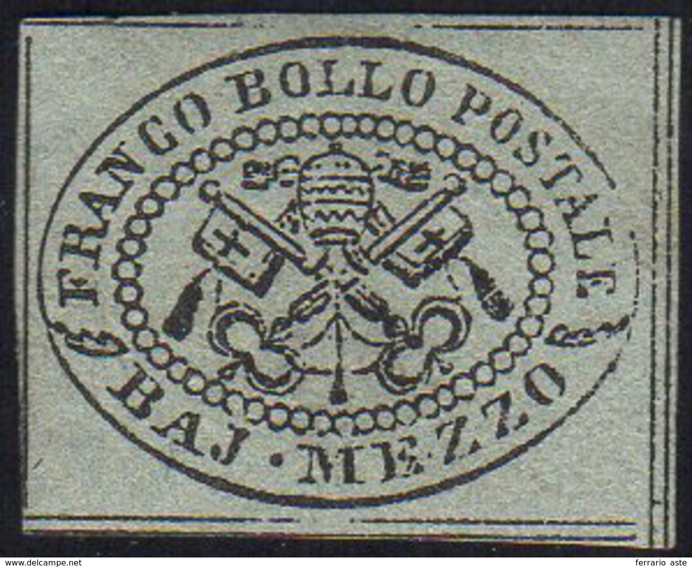 1852 - 1/2 Baj Grigio (1), Un Tempo Chiamato Grigio Ferro, Gomma Originale, Perfetto. Bello! G.Bolaf... - Papal States