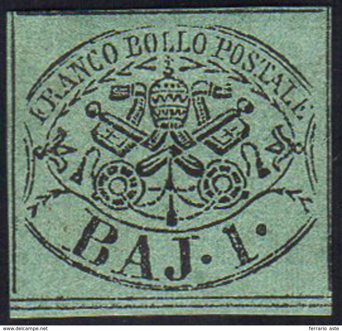 1858 - 1 Baj Verde Scuro, I Composizione (2A), Gomma Originale, Perfetto E Ben Marginato. Bello! A.D... - Papal States