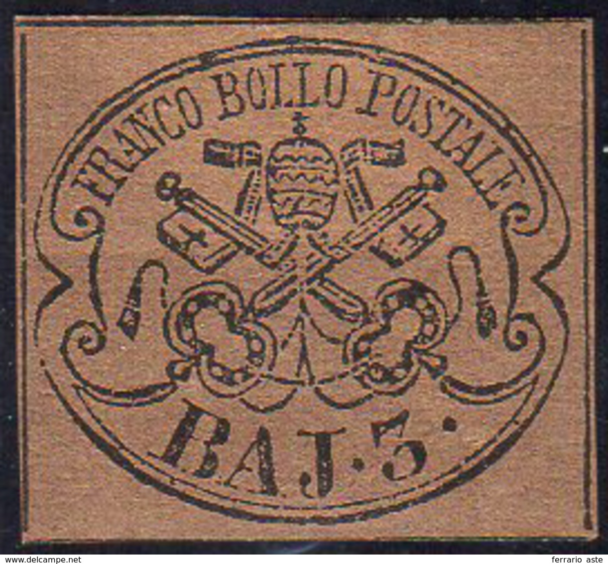 1863 - 3 Baj Bruno, Tonalità Molto Scura (4Aa), Gomma Originale, Perfetto E Ben Marginato. Bello! A.... - Papal States