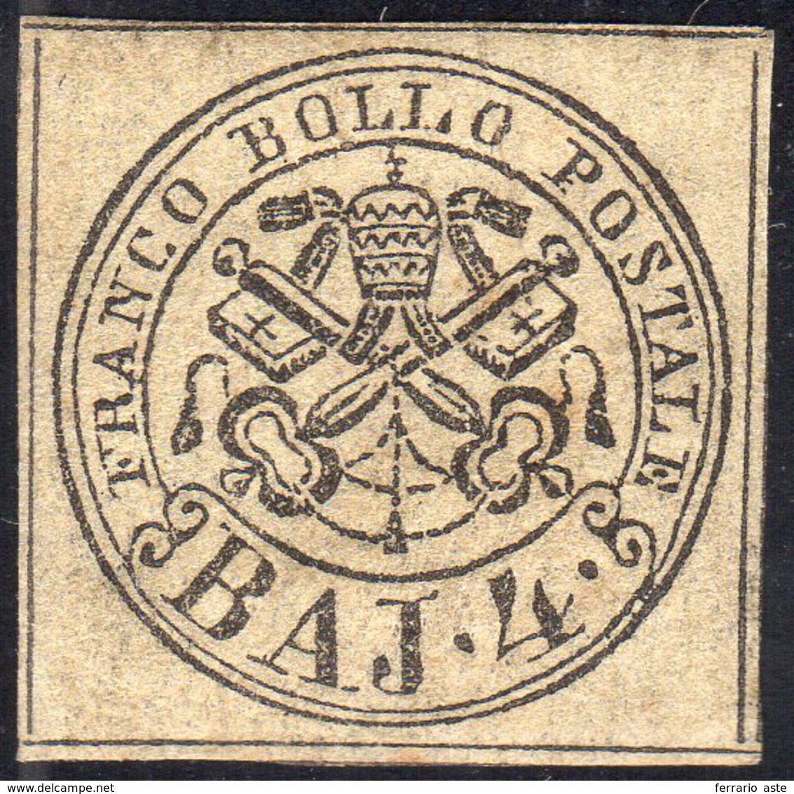 1852 - 4 Baj Bruno Grigio Chiaro (5), Nuovo, Gomma Parziale, Perfetto. A.Diena, Cert. Oro Raybaudi. ... - Stato Pontificio