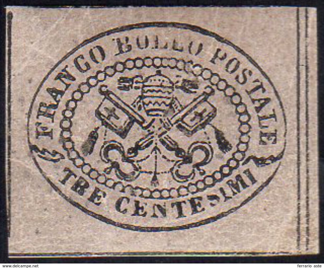 1867 - 3 Cent. Grigio Rosa (14), Gomma Originale, Perfetto. Bello! A.Diena, Raybaudi. Ex Coll. Andre... - Stato Pontificio