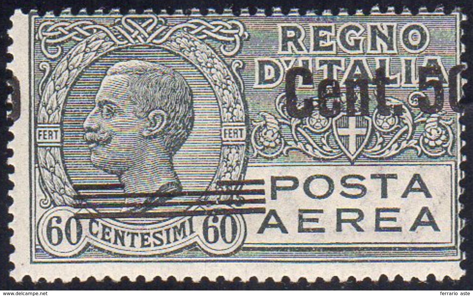 1927 - 50 Cent. Su 60 Cent., Soprastampa Fortemente Spostata A Destra (8d), Gomma Integra, Perfetto.... - Zonder Classificatie