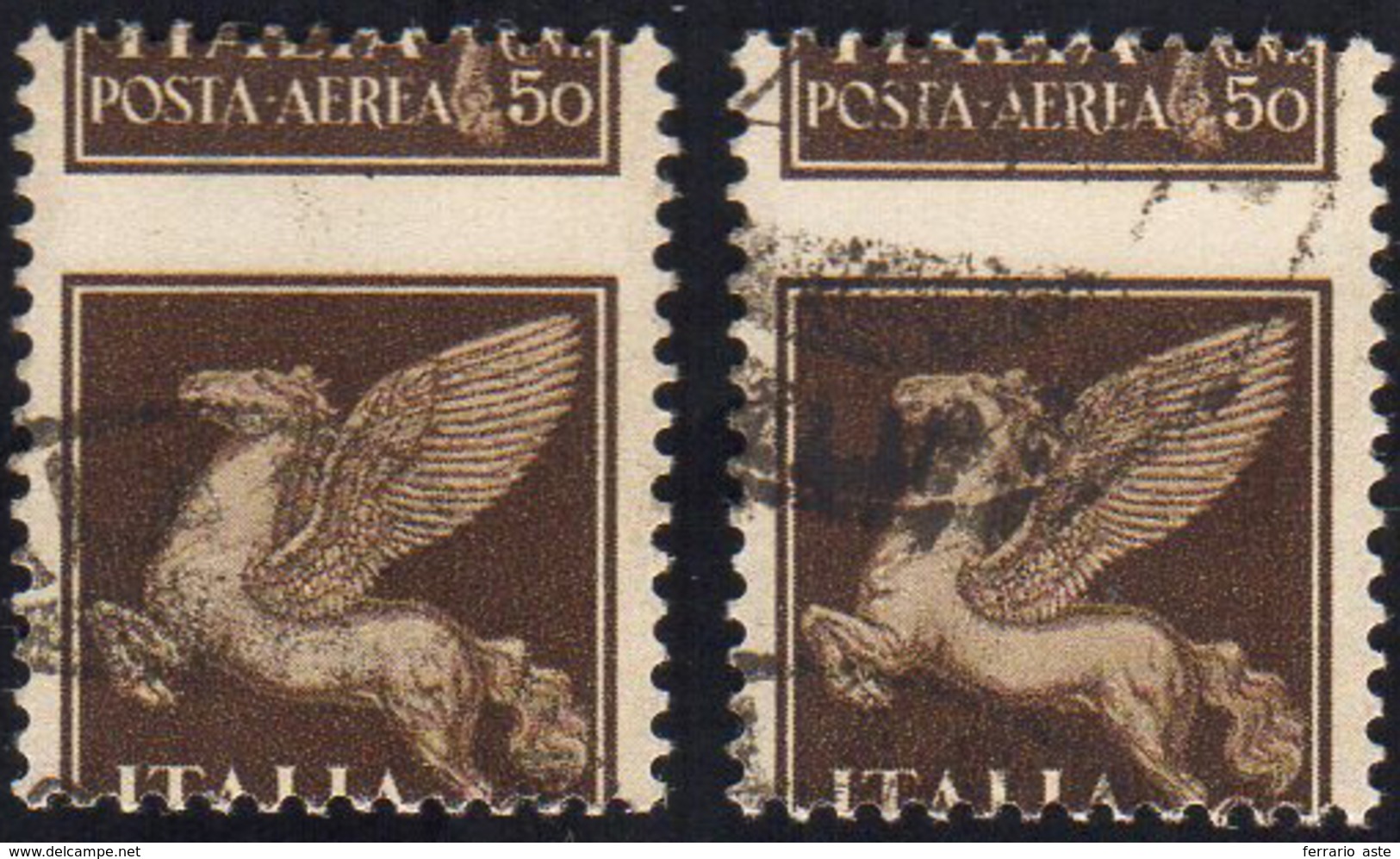 1930 - 50 Cent. Imperiale, Due Esemplari Con Dentellatura Orizzontale Fortemente Spostata (11c), Usa... - Zonder Classificatie