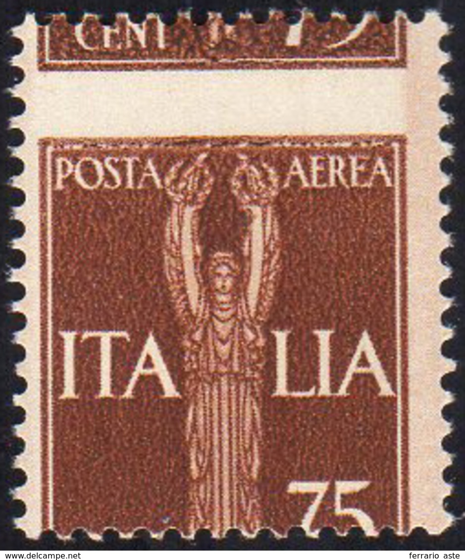 1930 - 75 Cent. Imperiale, Dentellatura Orizzontale Fortemente Spostata (12c), Gomma Integra, Perfet... - Non Classificati