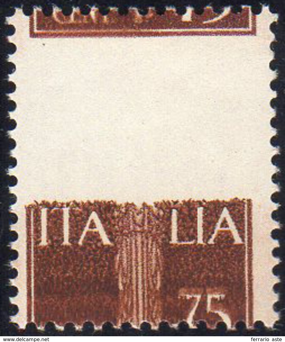 1930 - 75 Cent. Imperiale, Dentellatura Orizzontale Fortemente Spostata E Stampa Incompleta (12c Not... - Non Classificati