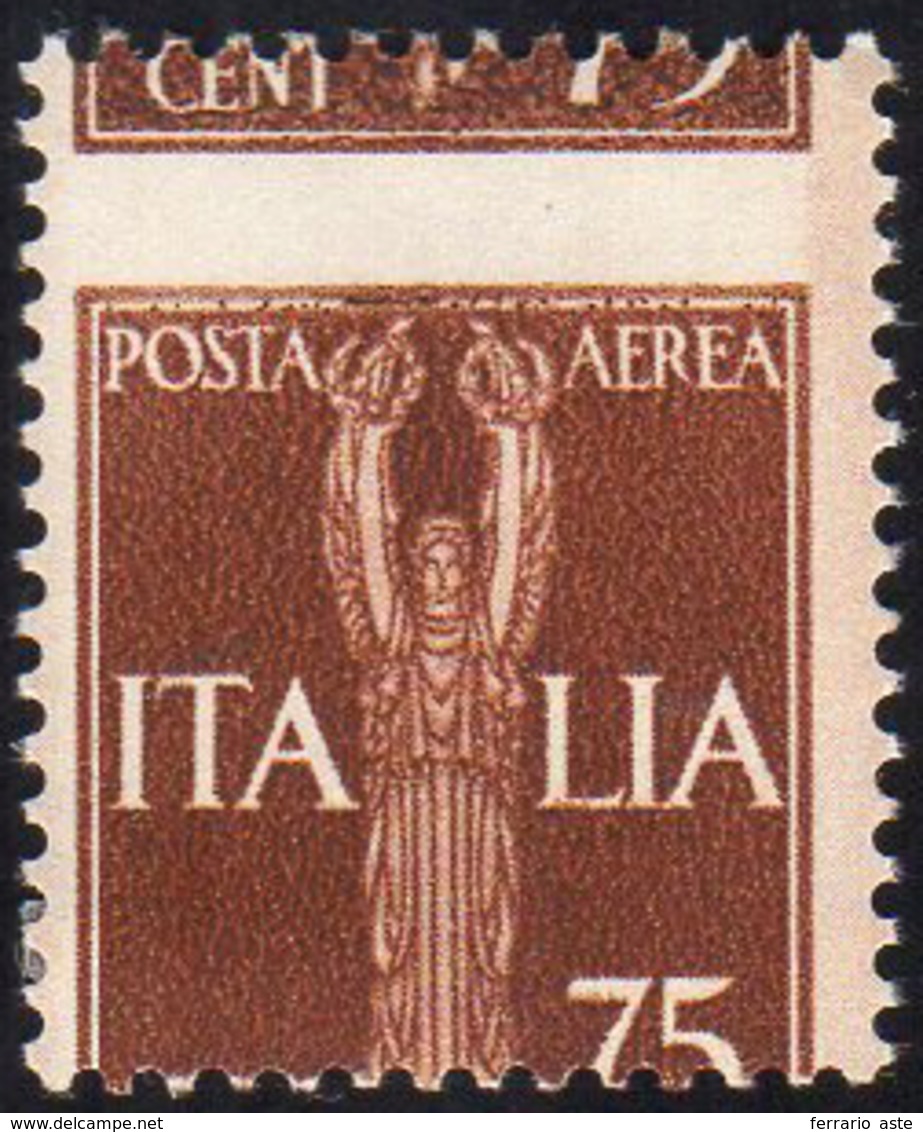 1930 - 75 Cent. Imperiale, Dentellatura Orizzontale Fortemente Spostata (12c), Gomma Originale, Perf... - Non Classificati