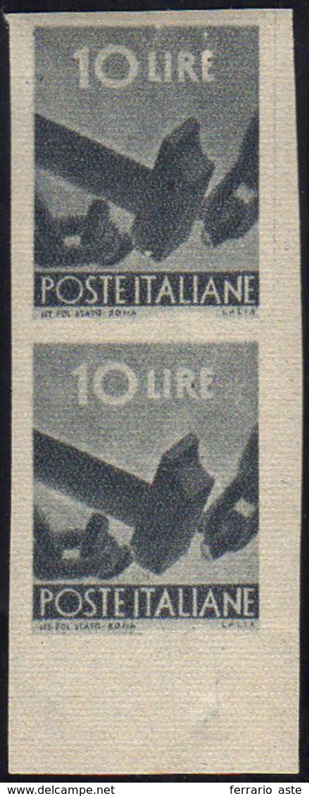 1946 - 10 Lire Grigio Ardesia Democratica, Falso Per Posta Di Milano, Non Dentellato (F558a), Coppia... - Zonder Classificatie