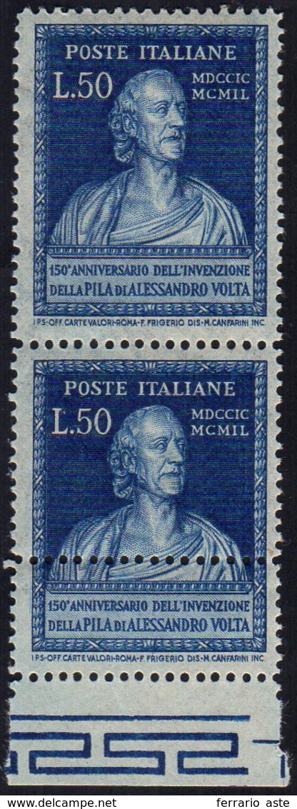 1949 - 50 Lire Volta, Doppia Dentellatura In Basso (612g), In Coppia Con Il Normale, Gomma Integra, ... - Non Classificati