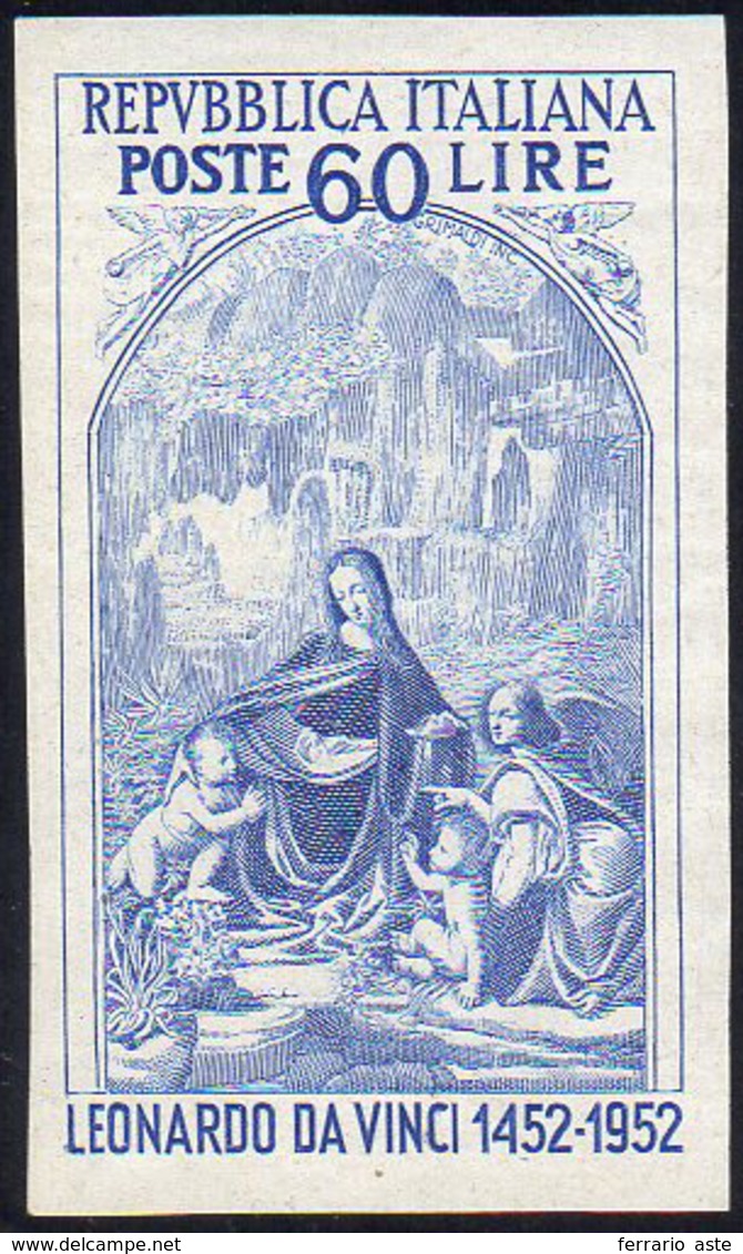 1952 - 60 Lire Leonardo Da Vinci, Non Dentellato (687b), Nuovo, Gomma Integra, Perfetto. Raro! Cert.... - Non Classificati