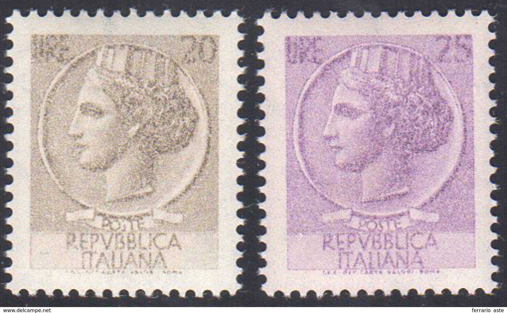 1969 - 20 Lire E 25 Lire Siracusana, Filigrana Stelle, Stampa Evanescente (1072c,1073c), Gomma Integ... - Zonder Classificatie