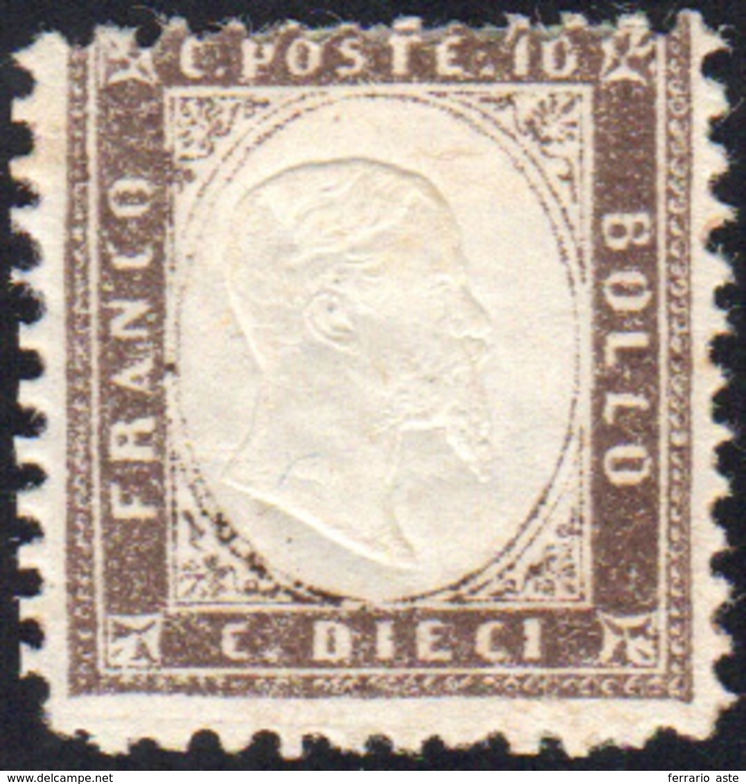 1862 - 10 Cent. Bruno Grigiastro, Tiratura Del 1859, Dentellato (Sassone N. 1 Nota), Gomma Originale... - Sonstige & Ohne Zuordnung