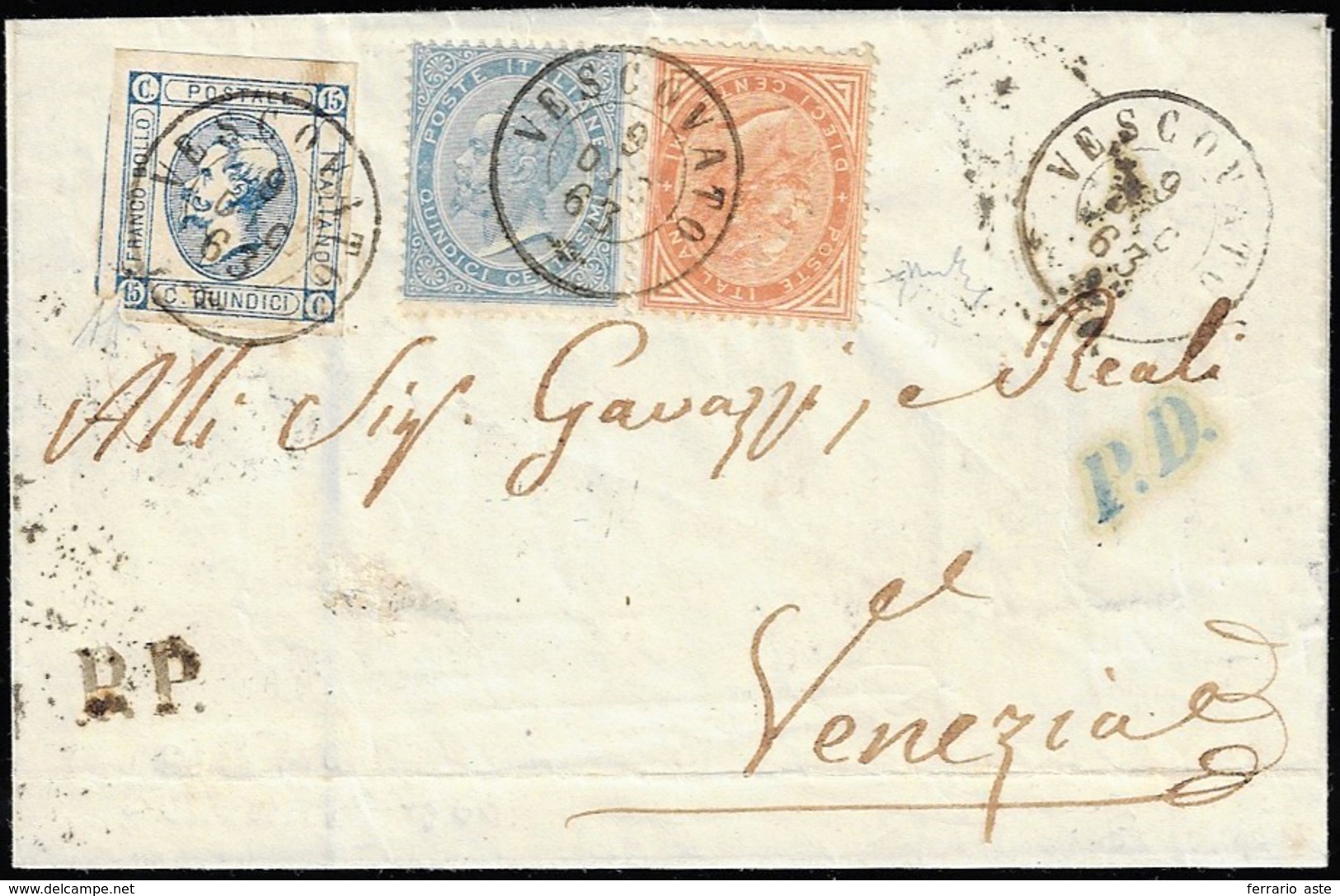 1863 - 15 Cent. Litografico, I Tipo, 10 E 15 Cent. De La Rue, Tiratura Di Londra (12,L17,L18), Difet... - Andere & Zonder Classificatie