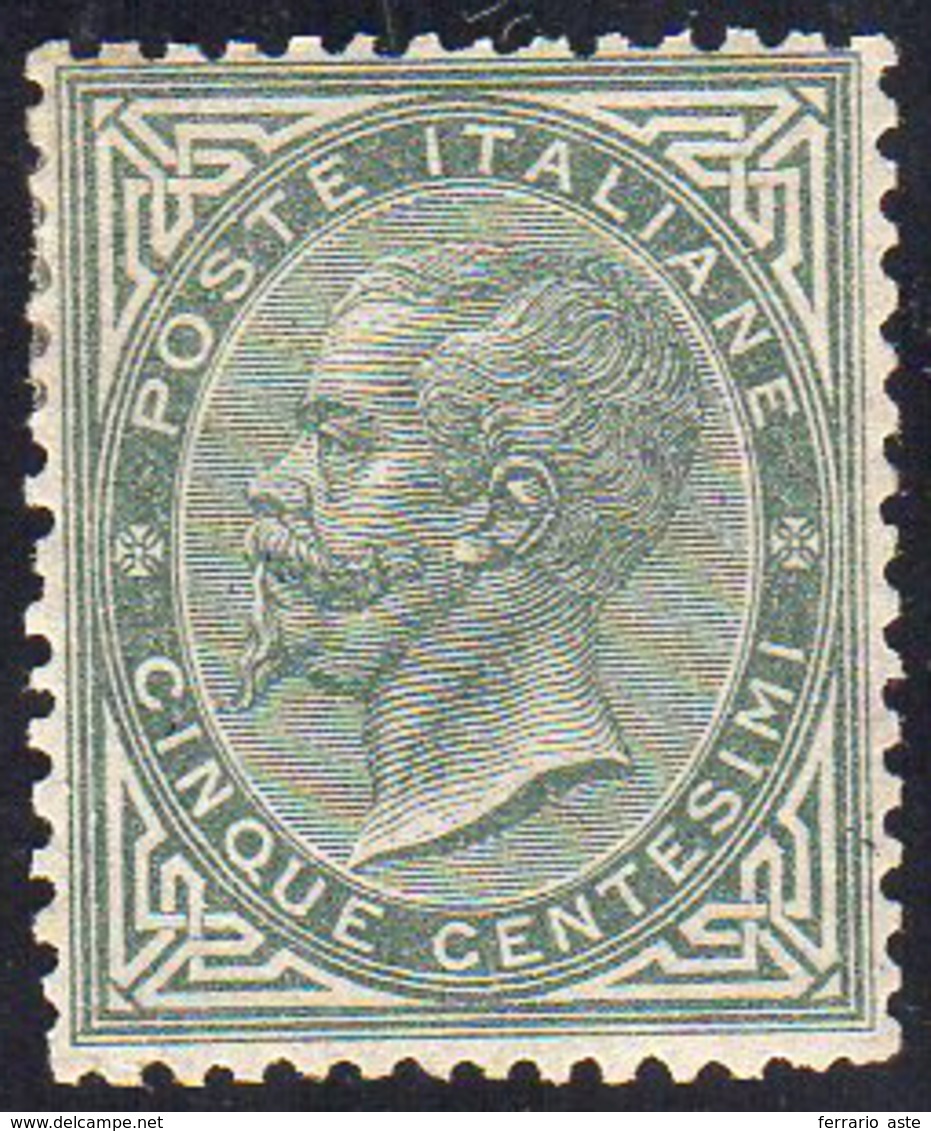 1863 - 5 Cent. De La Rue, Tiratura Di Torino (T16), Ottima Centratura, Gomma Originale, Perfetto. A.... - Altri & Non Classificati