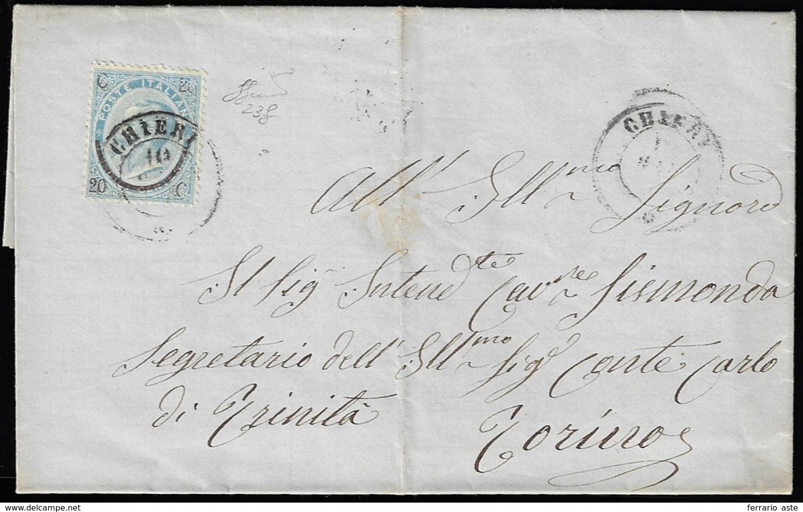 1866 - 20 Cent. Su 15 Cent. Ferro Di Cavallo I Tipo, Soprastampa Parzialmente Mancante (23f), Perfet... - Other & Unclassified