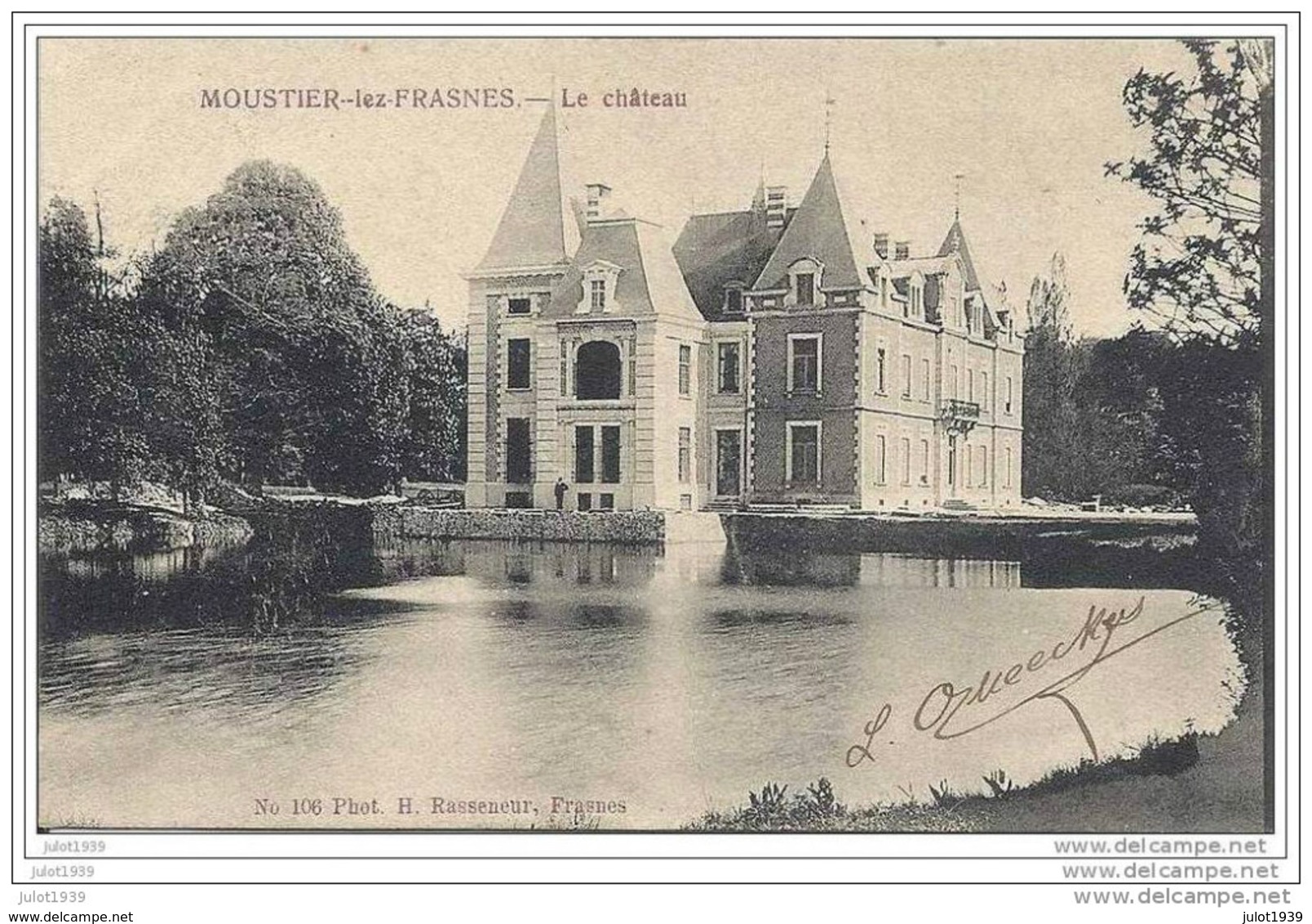 MOUSTIER - LEZ - FRASNES ..-- Château . 1908 Vers LAEKEN ( Mr Emile DEVROEY ) . Voir Verso . - Frasnes-lez-Anvaing