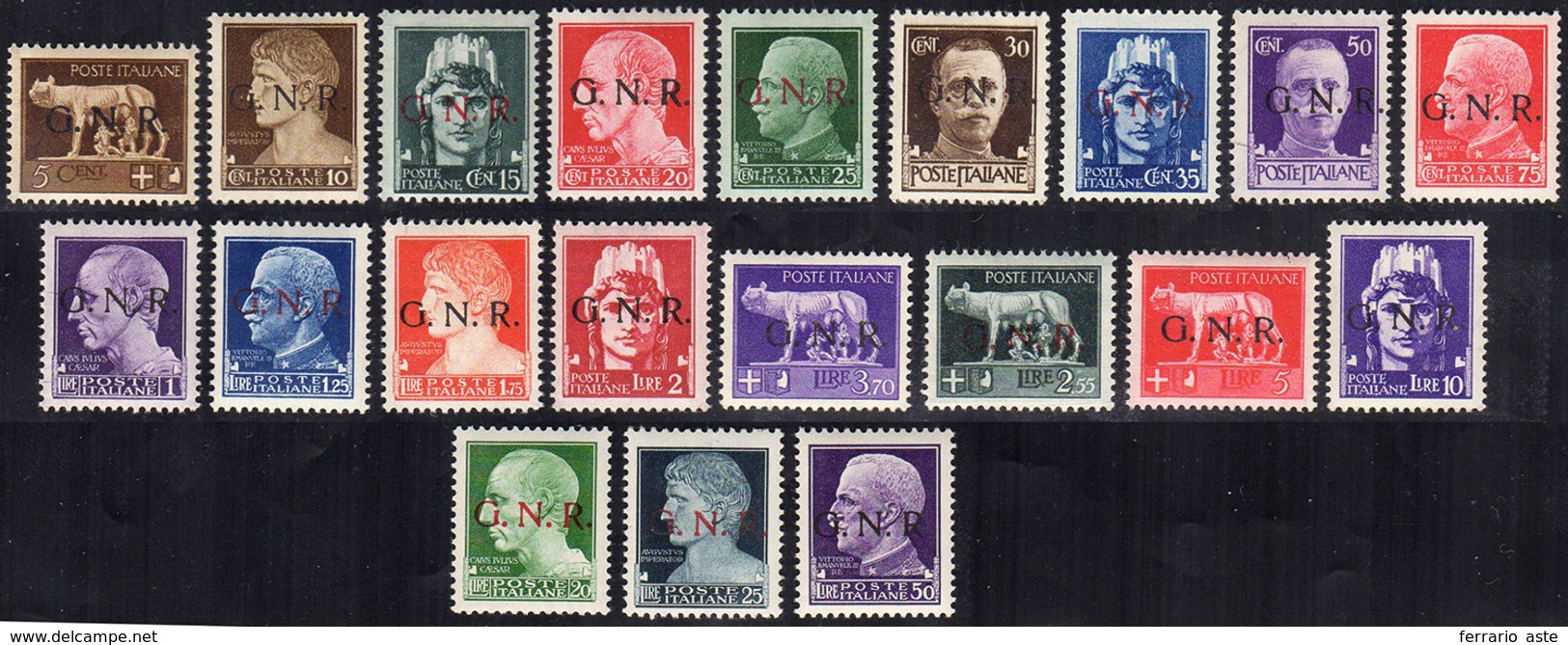 1944 - Soprastampati G.N.R., Tiratura Di Verona (470/489), Ottima Centratura, Gomma Integra, Perfett... - Andere & Zonder Classificatie