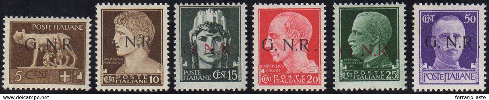 1943 - 5, 10, 15, 20, 25 E 50 Cent. Soprastampa G.N.R. Di Brescia, Varietà R Accostata A N (470/Il-4... - Altri & Non Classificati