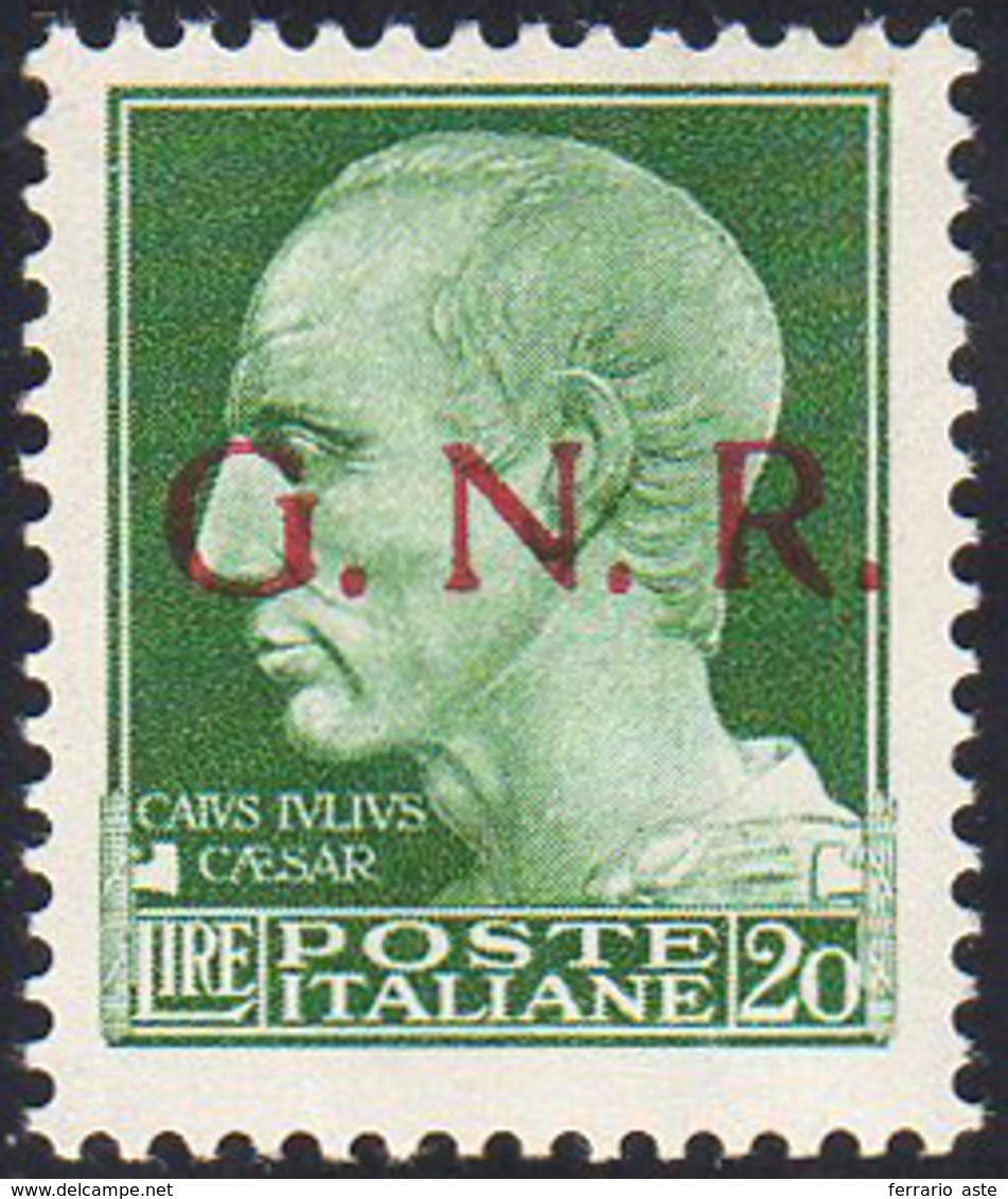 1943 - 20 Lire Soprastampa G.N.R. Di Brescia, I Tipo (487/I), Nuovo, Gomma Originale Integra, Perfet... - Andere & Zonder Classificatie