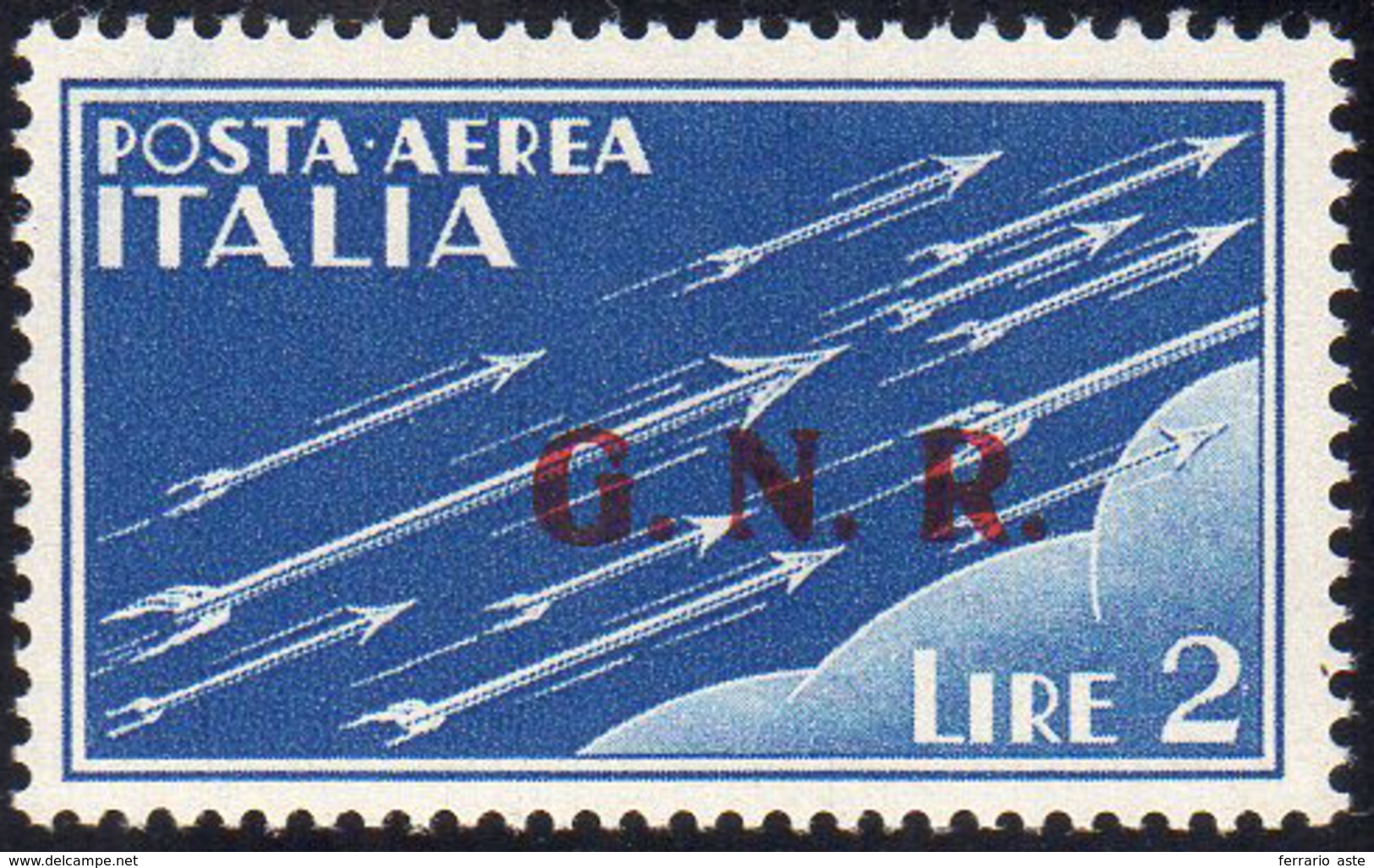 1943 - 2 Lire Azzurro, Soprastampa G.N.R. Di Brescia Del II Tipo (122/II), Gomma Integra, Perfetto. ... - Sonstige & Ohne Zuordnung