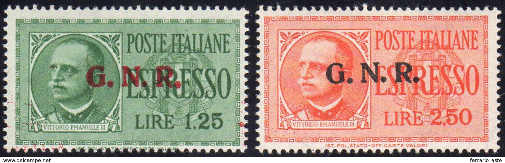 1943 - Soprastampati G.N.R. Di Verona (19/20), Gomma Integra, Perfetti. Sassone, Cert. Ferrario.... - Andere & Zonder Classificatie