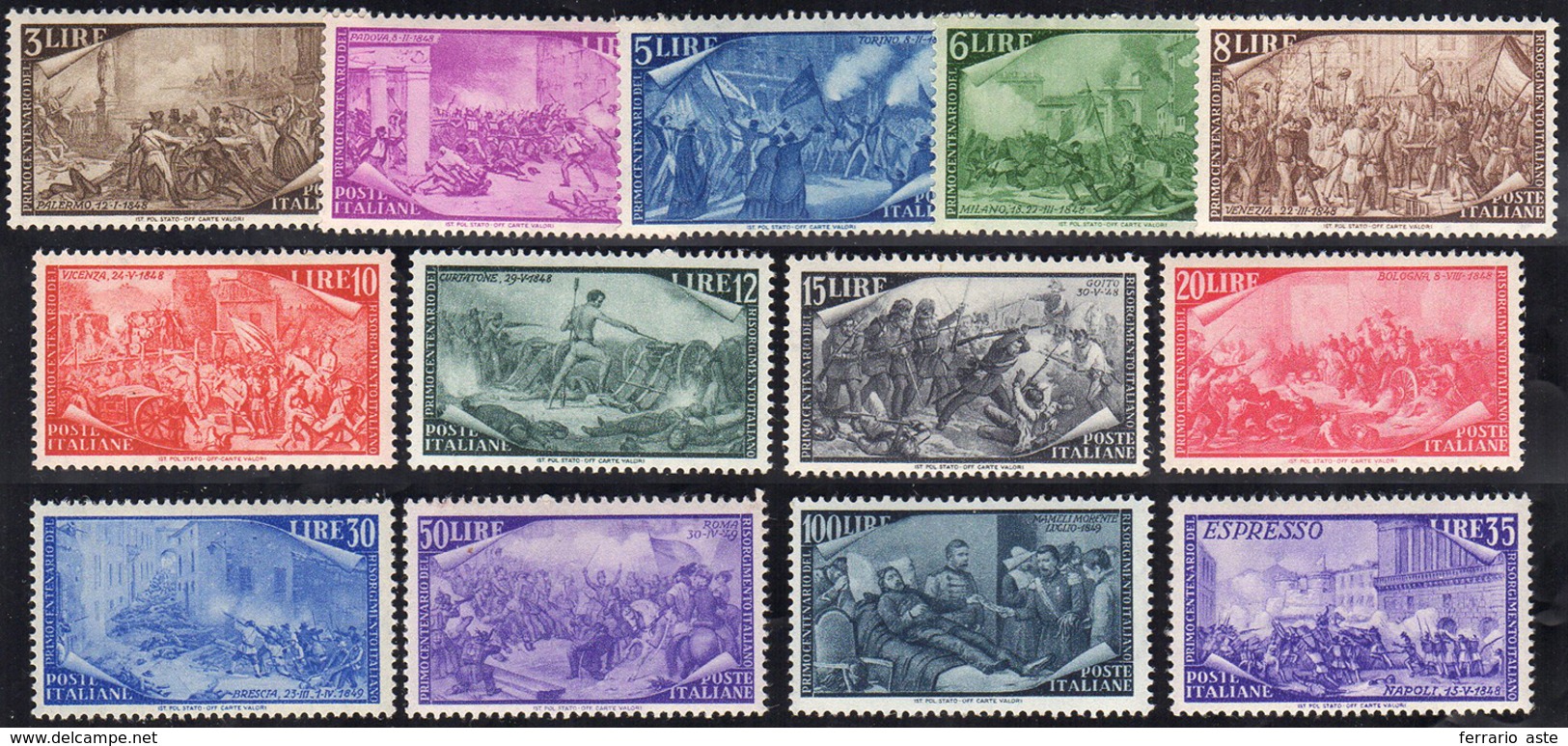 1948 - Risorgimento (580/591+E), Buona Centratura, Gomma Integra, Perfetti. (cat. Sassone €700/1.050... - Sonstige & Ohne Zuordnung