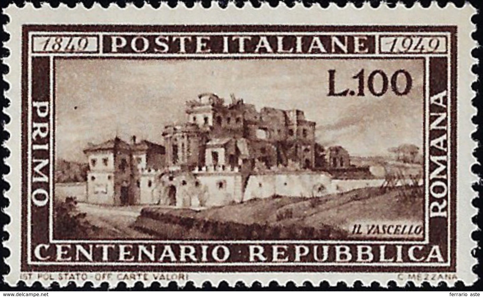 1949 - 100 Lire Romana (600), Gomma Integra, Perfetto. Ferrario.... - Altri & Non Classificati