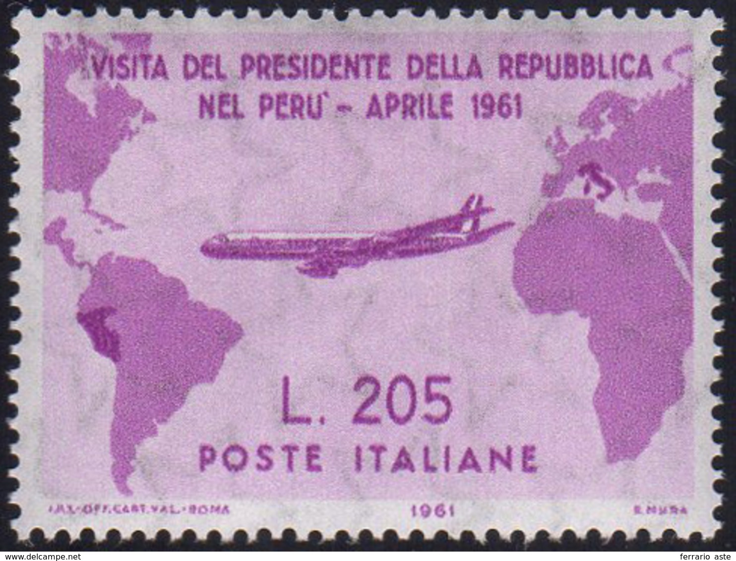 1961 - 205 Lire Gronchi Rosa (921), Gomma Integra, Perfetto. Cert. Ferrario.... - Other & Unclassified